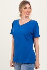 Royal Blue Oversized V-Neck Short Sleeve Tee