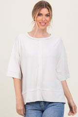 Cream Ribbed Boxy Fit Short Sleeve Top