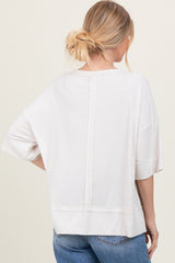 Cream Ribbed Boxy Fit Short Sleeve Top