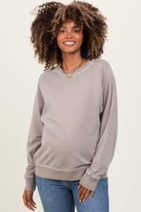 Mocha  French Terry Vintage Wash Maternity Pullover