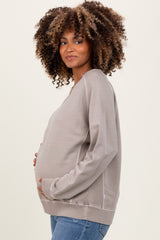 Mocha  French Terry Vintage Wash Maternity Pullover