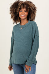 Light Olive Brushed Ribbed Knit Maternity Pullover