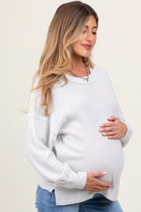 Ivory Brushed Ribbed Knit Maternity Pullover