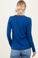 Light Navy Basic Crew Neck Long Sleeve Top