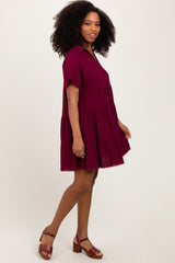 Burgundy Tiered Linen Dress