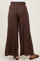 Brown Wide Smock Waist Maternity Pants