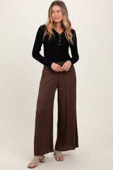 Brown Wide Smock Waist Maternity Pants