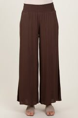 Brown Wide Smock Waist Pants