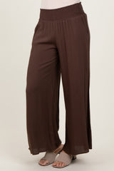 Brown Wide Smock Waist Pants