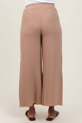 Light Taupe Cotton Gauze Wide Leg Maternity Pants