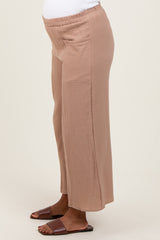 Light Taupe Cotton Gauze Wide Leg Maternity Pants