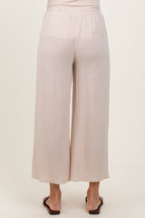 Cream Cotton Gauze Wide Leg Pants