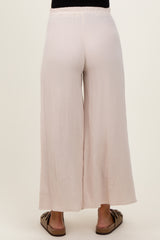 Cream Cotton Gauze Wide Leg Maternity Pants