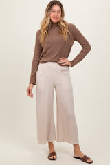 Cream Cotton Gauze Wide Leg Pants