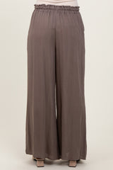 Mocha Ruffled Drawstring Waist Wide Leg Pants