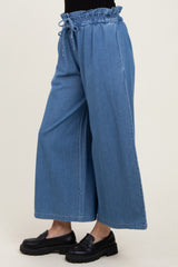 Denim Flowy Cropped Pant