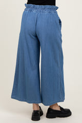 Denim Flowy Cropped Pant