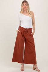 Rust Flowy Cropped Pant