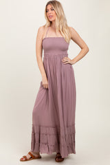 Mauve Smocked Woven Maxi Dress