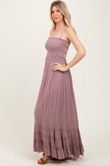 Mauve Smocked Woven Maxi Dress