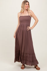 Mocha Smocked Woven Maxi Dress