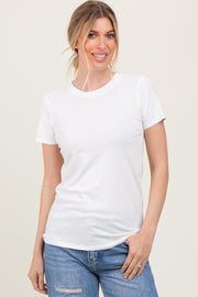 Cream Basic Crew Neck Tee