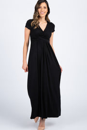 PinkBlush Black Draped Nursing Maxi Dress