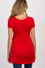 PinkBlush Red Draped Front Maternity/Nursing Top