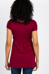 PinkBlush Burgundy Draped Front Maternity/Nursing Top