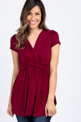 PinkBlush Burgundy Draped Front Nursing Top