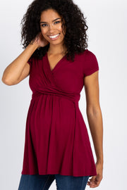 PinkBlush Burgundy Draped Front Maternity/Nursing Top