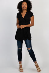 PinkBlush Black Draped Front Nursing Top