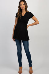 PinkBlush Black Draped Front Maternity/Nursing Top