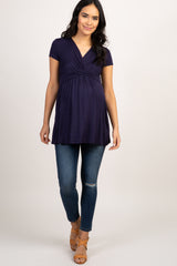 PinkBlush Navy Draped Front Maternity/Nursing Top