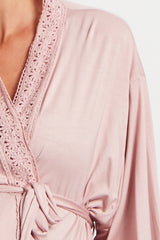 PinkBlush Pink Crochet Trim Delivery/Nursing Maternity Robe