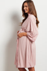 PinkBlush Pink Crochet Trim Delivery/Nursing Maternity Robe