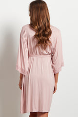 PinkBlush Pink Crochet Trim Delivery/Nursing Maternity Robe