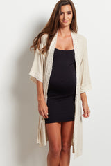 PinkBlush Beige Crochet Trim Delivery/Nursing Maternity Robe