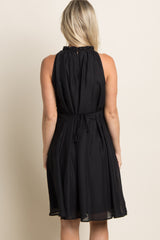 PinkBlush Black Chiffon High Neck Maternity Dress