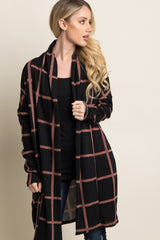 PinkBlush Black Plaid Long Knit Cardigan