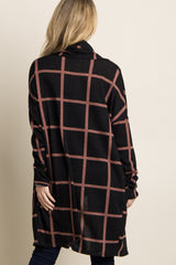 PinkBlush Black Plaid Long Knit Cardigan