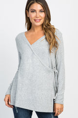 PinkBlush Heather Grey Knit Wrap Tie Nursing Top