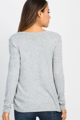 PinkBlush Heather Grey Knit Wrap Tie Nursing Top