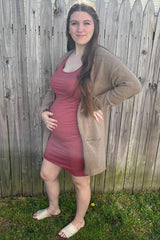 PinkBlush Rust Ribbed Ruched Sleeveless Maternity Dress