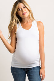 White Fitted Maternity Tank Top