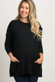 Black Pocketed Dolman Sleeve Maternity Top