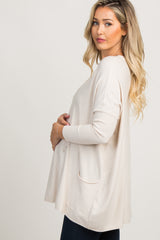 Beige Pocketed Dolman Sleeve Maternity Top