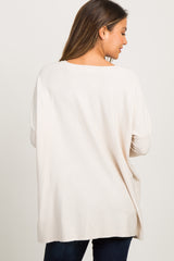 Beige Pocketed Dolman Sleeve Top