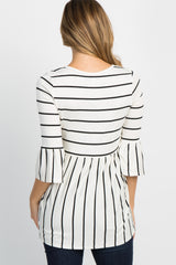 PinkBlush Ivory Striped Peplum Ruffle Maternity Top