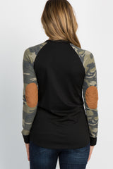 PinkBlush Black Camo Colorblock Maternity Top